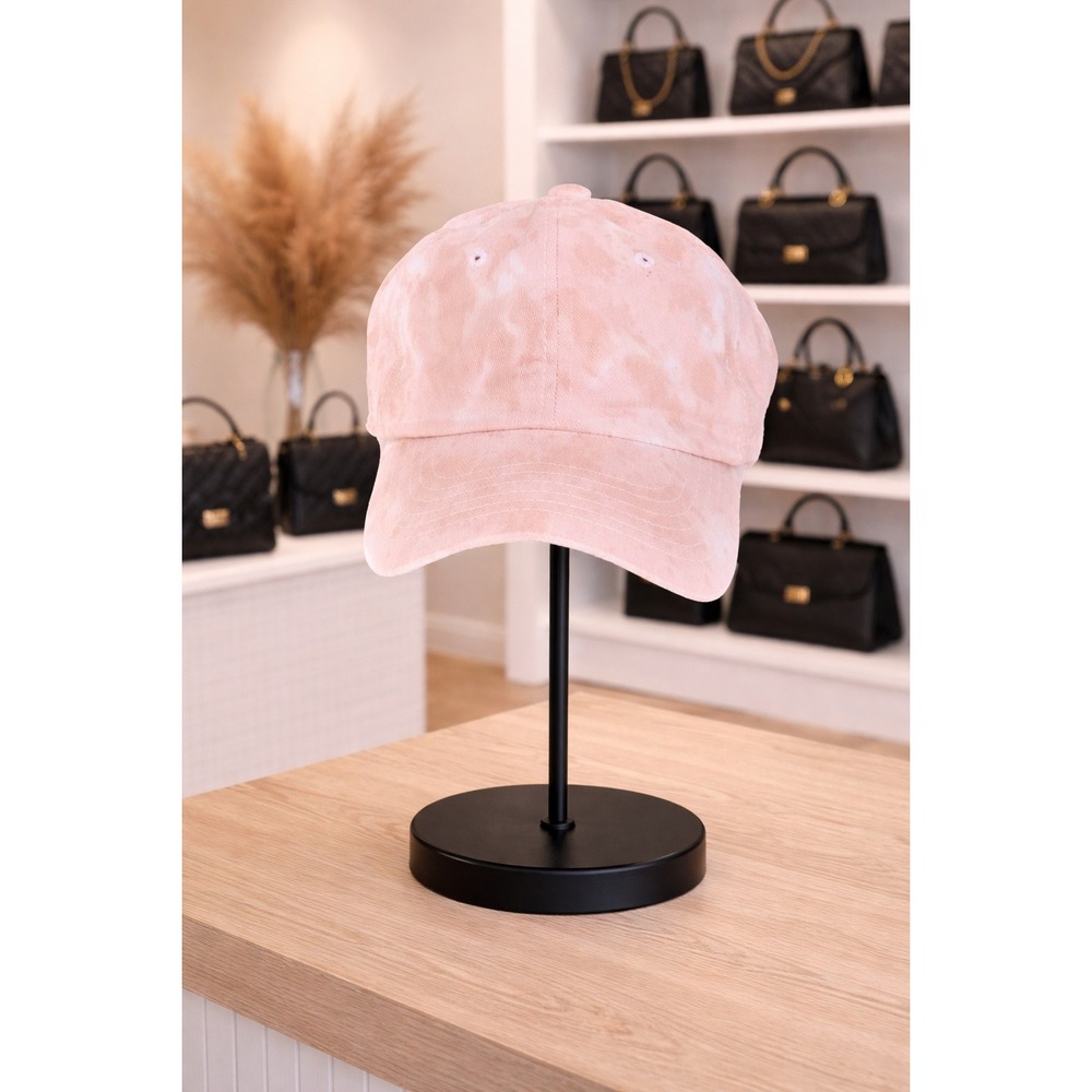 Pink Tie Dye Baseball Cap Adjustable Cotton‎ Twill Dad Hat Women Pink White